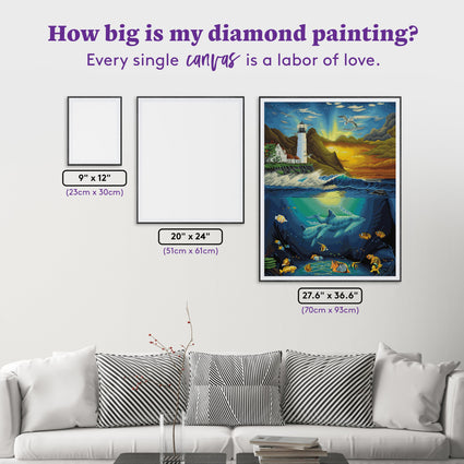 Diamond Painting Heavenly Passage Lighthouse 27.6" x 36.6" (70cm x 93cm) / Square with 64 Colors including 2 ABs and 3 Fairy Dust Diamonds / 104,813