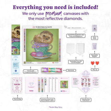 Diamond Painting Hedgehog 16" x 16″ (41cm x 41cm) / Square with 42 Colors including 3 ABs / 11,434