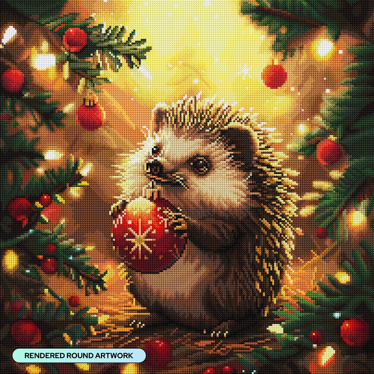 Diamond Painting Hedgehog Heaven 22" x 22" (55.6cm x 55.6cm) / Round with 48 Colors including 2 ABs and 3 Fairy Dust Diamonds / 40,804