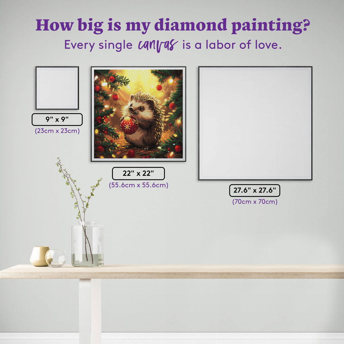 Diamond Painting Hedgehog Heaven 22" x 22" (55.6cm x 55.6cm) / Round with 48 Colors including 2 ABs and 3 Fairy Dust Diamonds / 40,804