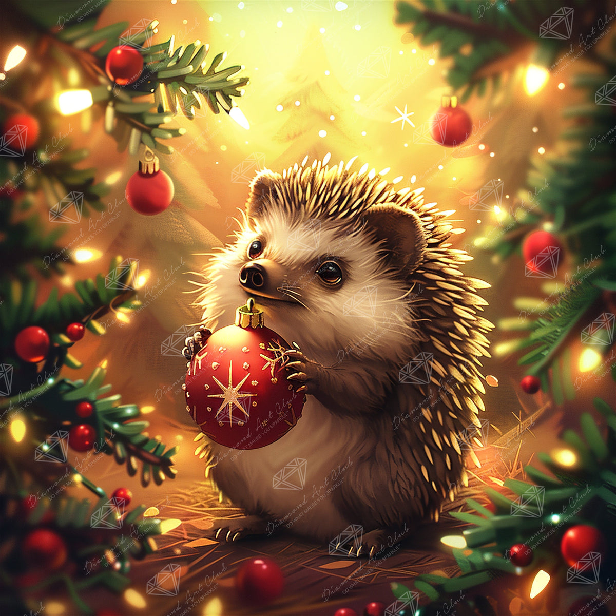 Diamond Painting Hedgehog Heaven 22" x 22" (55.6cm x 55.6cm) / Round with 48 Colors including 2 ABs and 3 Fairy Dust Diamonds / 40,804