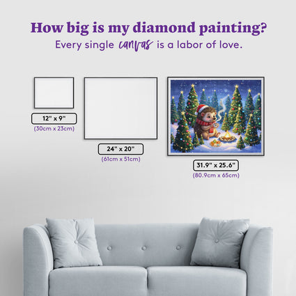 Diamond Painting Hedgehog Holiday 31.9" x 25.6" (80.9cm x 65cm) / Square with 100 Colors including 3 ABs and 5 Fairy Dust Diamonds / 84,825
