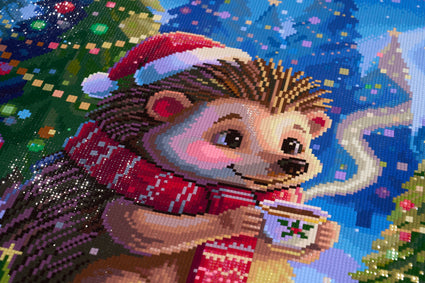 Diamond Painting Hedgehog Holiday 31.9" x 25.6" (80.9cm x 65cm) / Square with 100 Colors including 3 ABs and 5 Fairy Dust Diamonds / 84,825