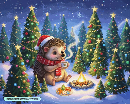 Diamond Painting Hedgehog Holiday 31.9" x 25.6" (80.9cm x 65cm) / Square with 100 Colors including 3 ABs and 5 Fairy Dust Diamonds / 84,825