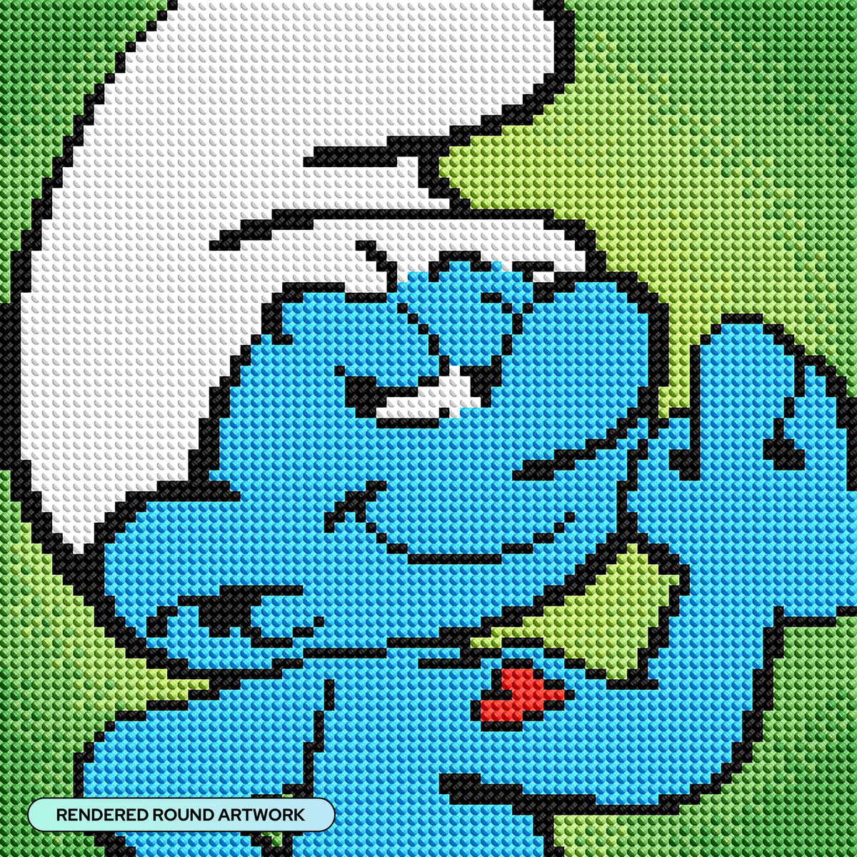 Diamond Painting Hefty Smurf 9" x 9" (23cm x 23cm) / Round with 8 Colors including 1 AB and 1 Glow In The Dark Diamond / 6,724