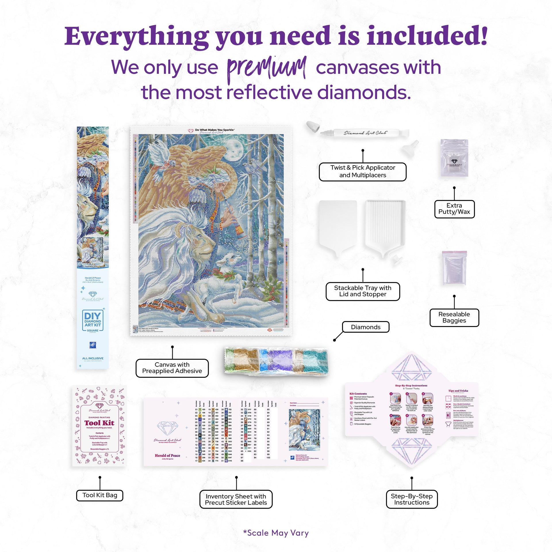 Diamond Painting Herald of Peace 27.6" x 36.6" (70cm x 93cm) / Square With 65 Colors Including 4 ABs and 2 Fairy Dust Diamonds / 104,813