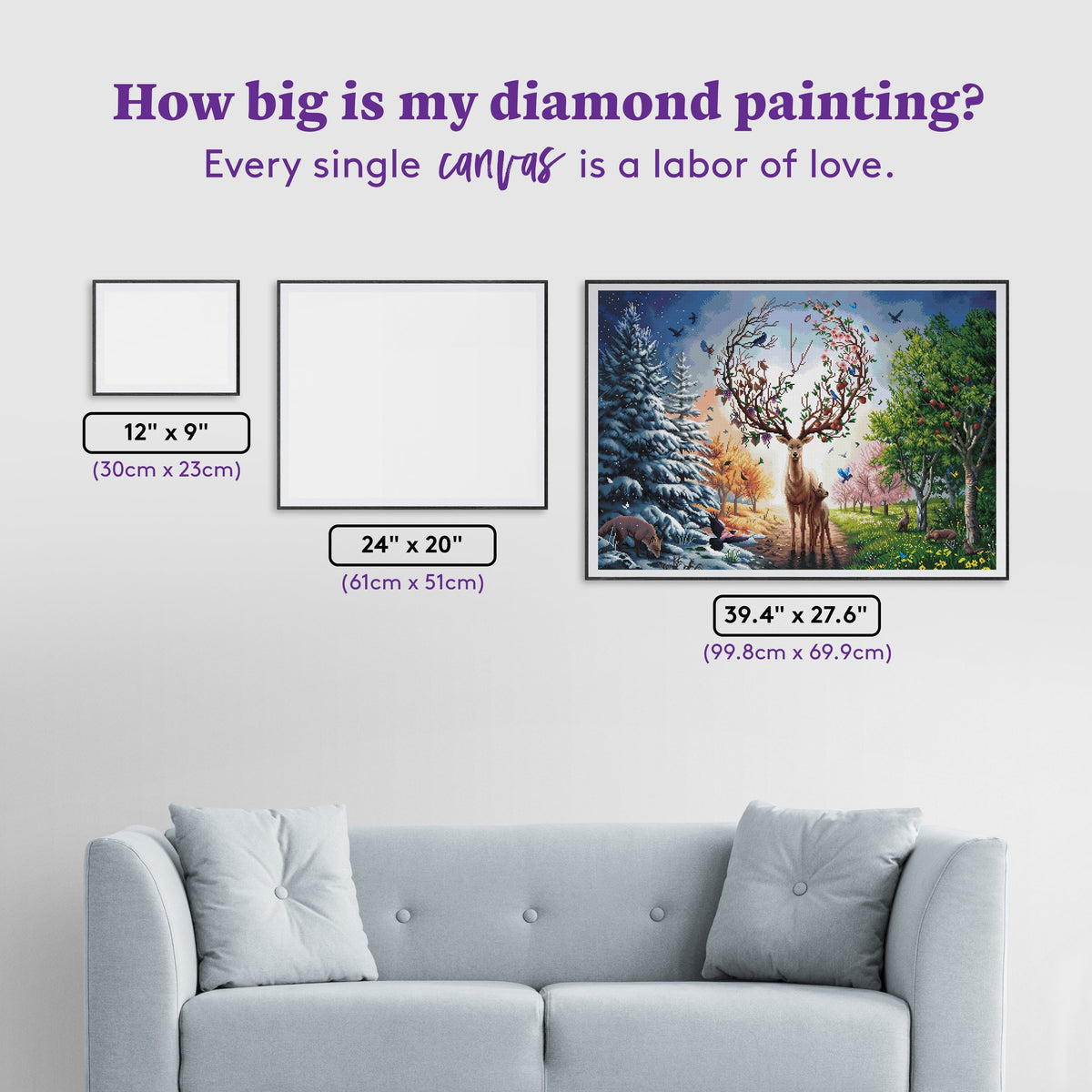 Diamond Painting Herald of the Seasons 39.4" x 27.6" (99.8cm x 69.9cm) / Square With 81 Colors Including 2 ABs and 5 Fairy Dust Diamonds / 112,681