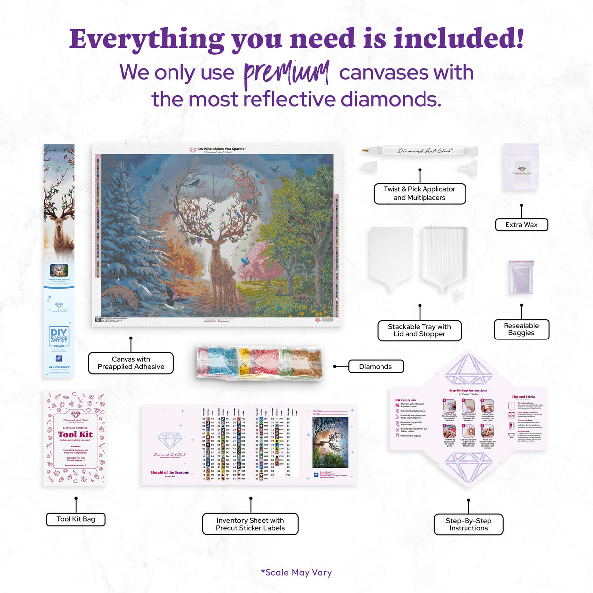 Diamond Painting Herald of the Seasons 39.4" x 27.6" (99.8cm x 69.9cm) / Square With 81 Colors Including 2 ABs and 5 Fairy Dust Diamonds / 112,681