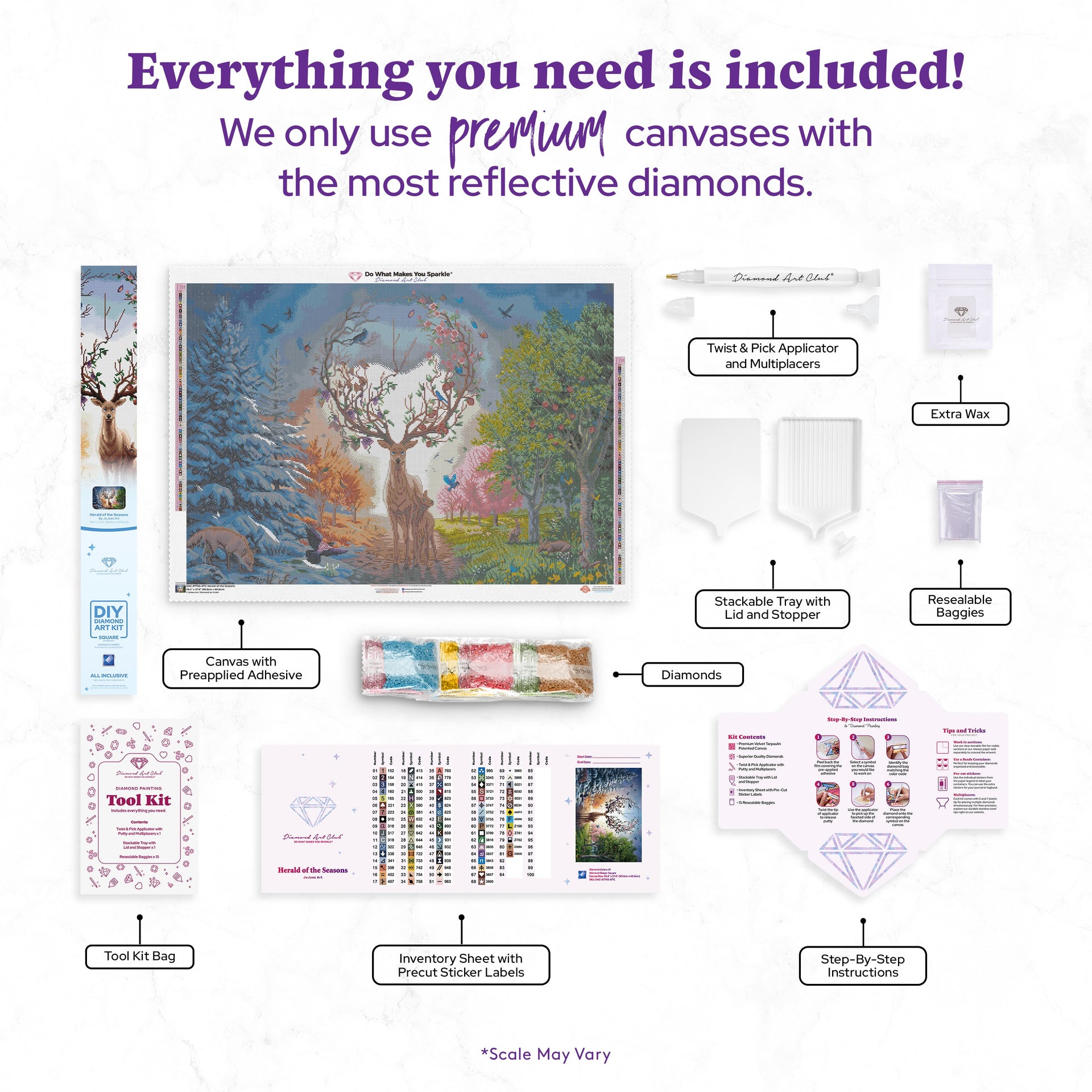 Diamond Painting Herald of the Seasons 39.4" x 27.6" (99.8cm x 69.9cm) / Square With 81 Colors Including 2 ABs and 5 Fairy Dust Diamonds / 112,681