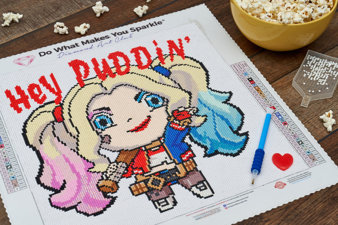 Diamond Painting Hey Puddin' Harley Quinn™ 13" x 13″ (33cm x 33cm) / Square With 30 Colors Including 3 ABs / 17,161