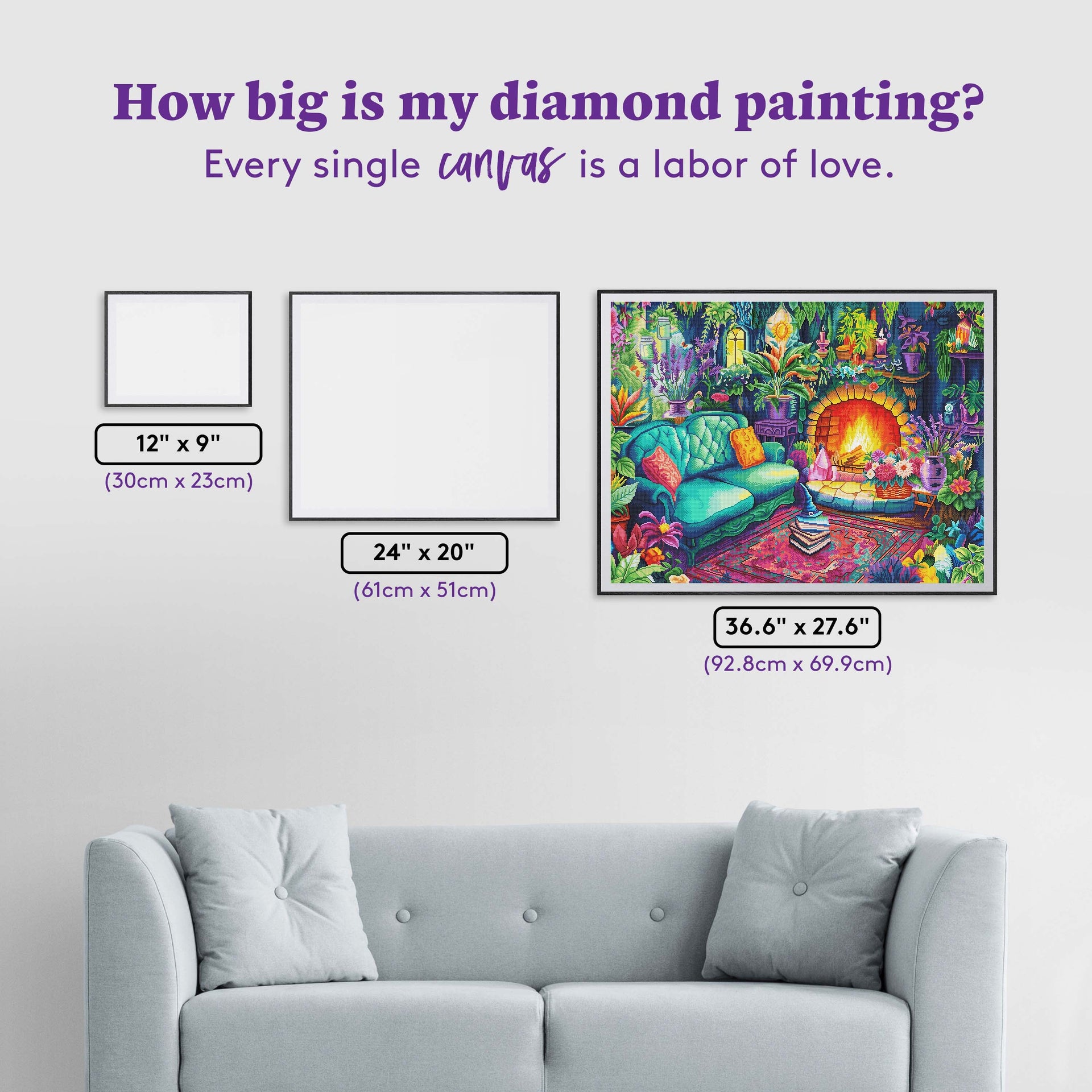 Diamond Painting Hideaway 36.6" x 27.6" (92.8cm x 69.9cm) / Square with 99 Colors including 4 ABs and 4 Fairy Dust Diamonds / 106,135