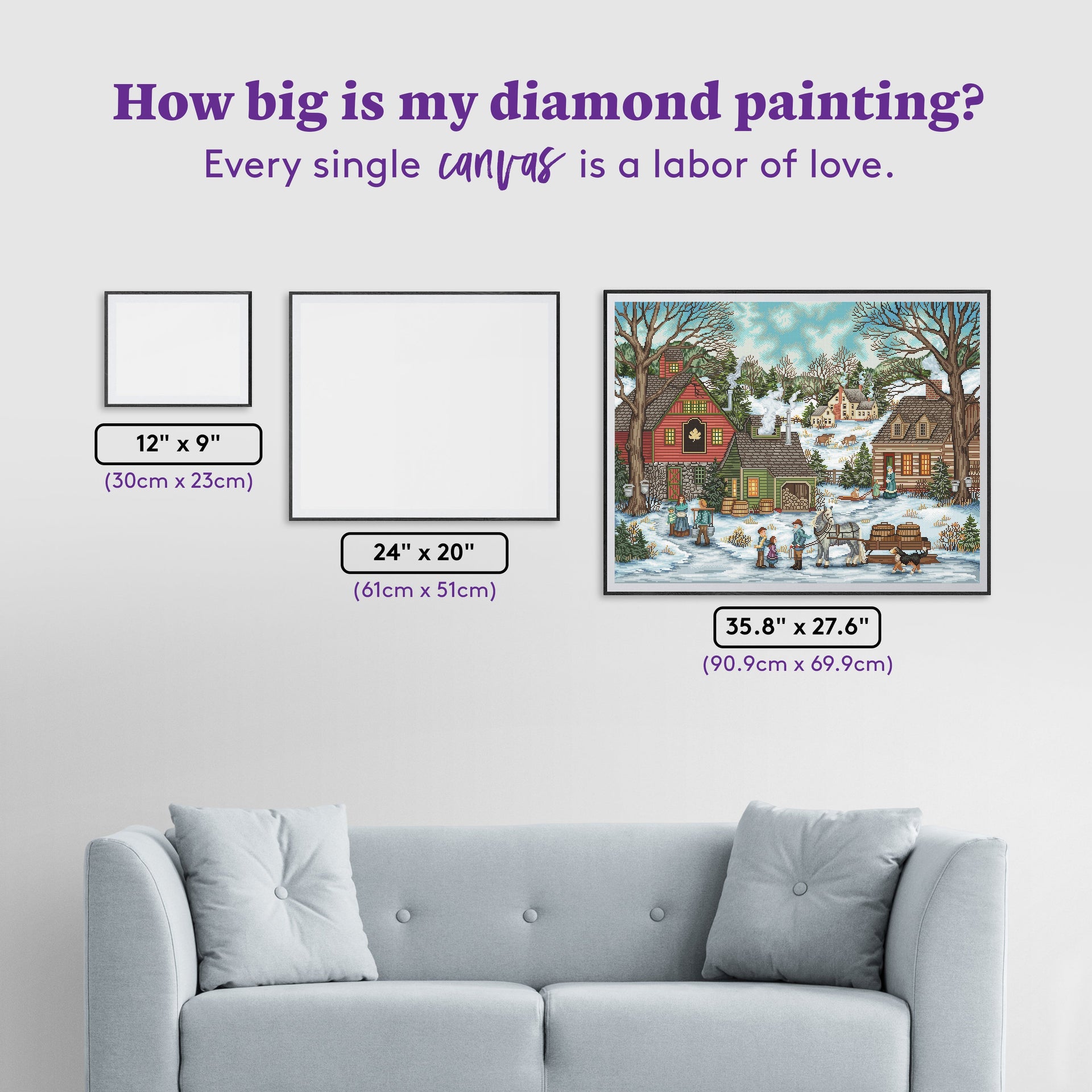 Diamond Painting Hillside Sugar Shack 35.8" x 27.6" (90.9cm x 69.9cm) / Square with 78 Colors including 2 ABs and 3 Fairy Dust Diamonds / 102,565