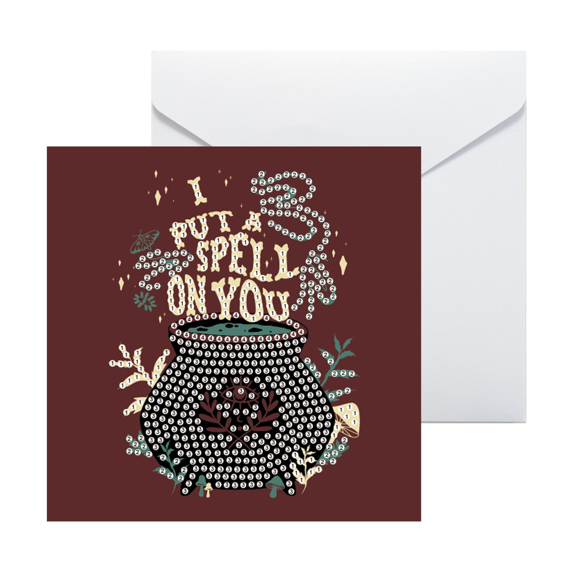 Diamond Painting Hocus Pocus™ DIY Cards (3-Pack) 6" x 6" (15cm x 15cm) / Round with 8 Colors including 1 Fairy Dust Diamond / 1,277