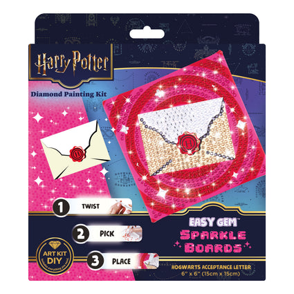 Diamond Painting Hogwarts Acceptance Letter - Easy Gem™ Sparkle Boards 6" x 6" (15cm x 15cm) / Round with 5 Colors including 5 Iridescent Diamonds / 816
