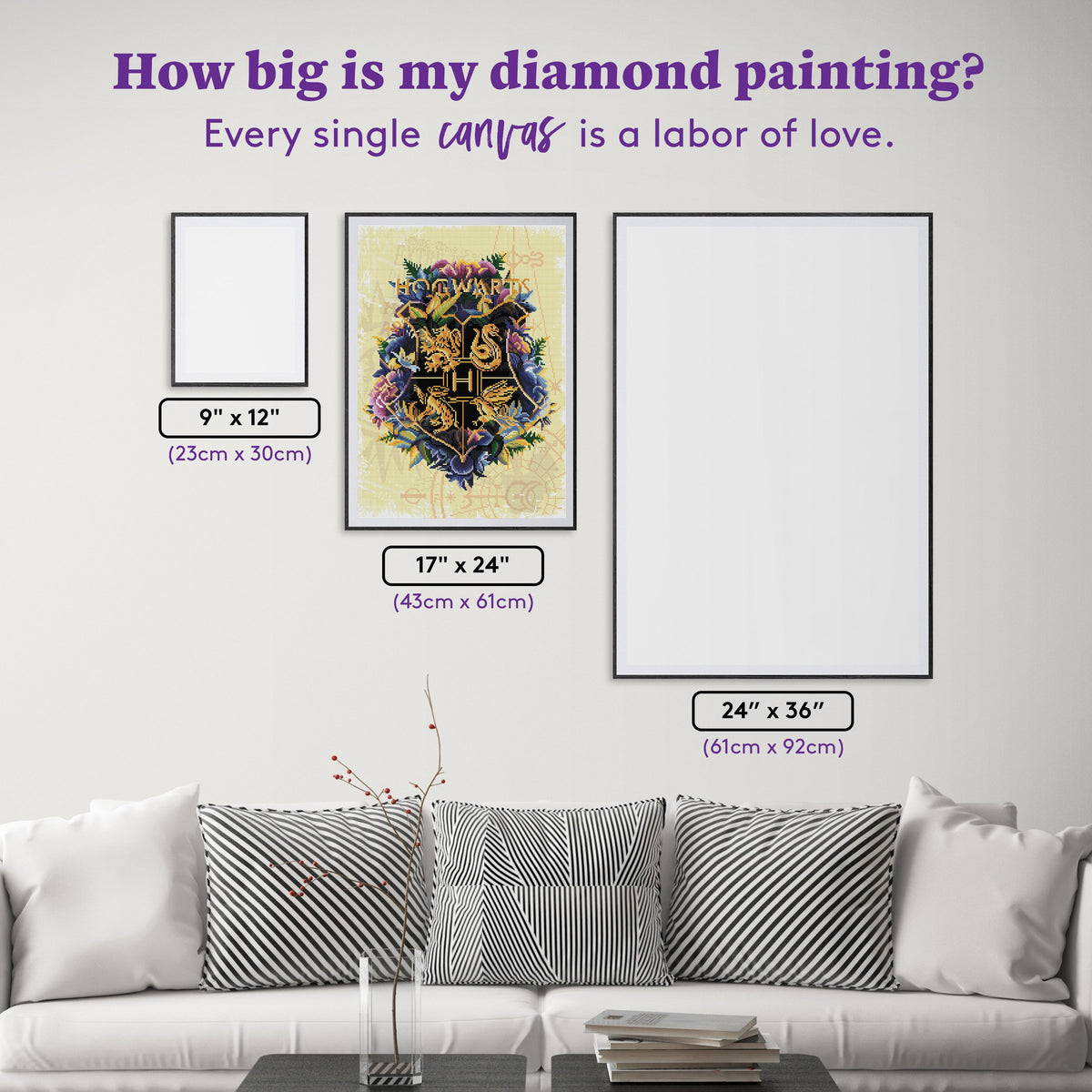 Diamond Painting Hogwarts™ Crest - Fine Oddities (Beige) 17" x 24″ (43cm x 61cm) / Square With 46 Colors Including 4 ABs / 41,211
