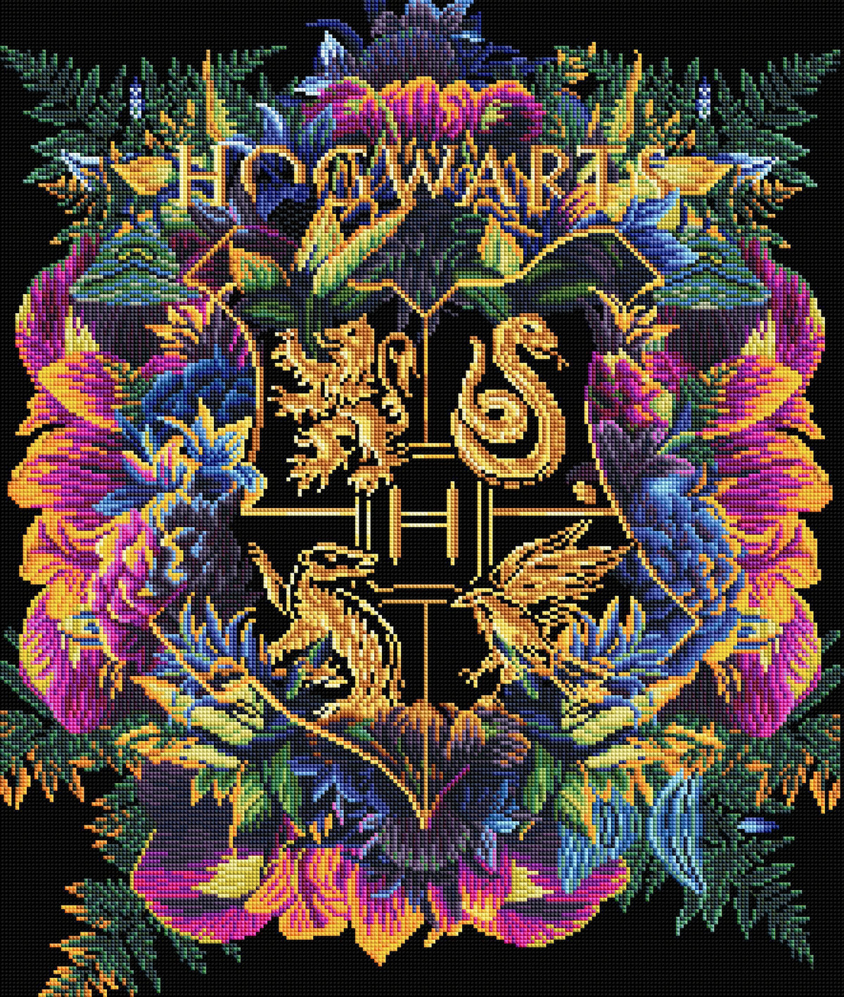 Diamond Painting Hogwarts™ Crest - Fine Oddities (Black) 22" x 26″ (56cm x 66cm) / Square With 42 Colors Including 4 ABs / 57,681