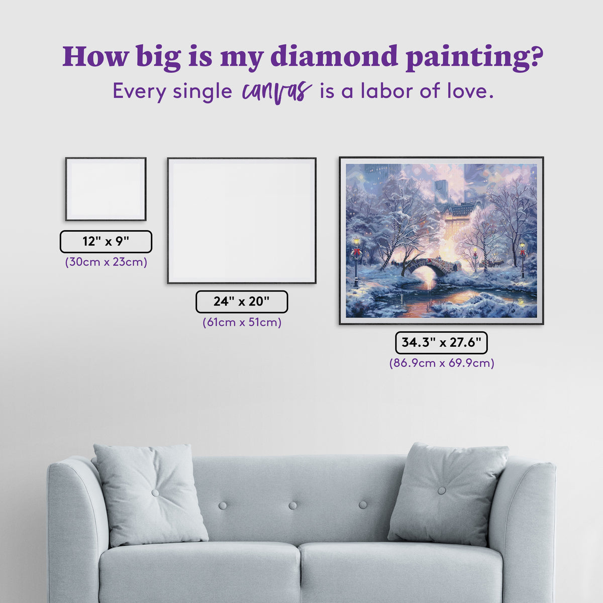 Diamond Painting Holiday at Central Park 34.3" x 27.6" (86.9cm x 69.9cm) / Square With 80 Colors Including 2 ABs and 1 Iridescent Diamond and 3 Fairy Dust Diamonds / 98,069