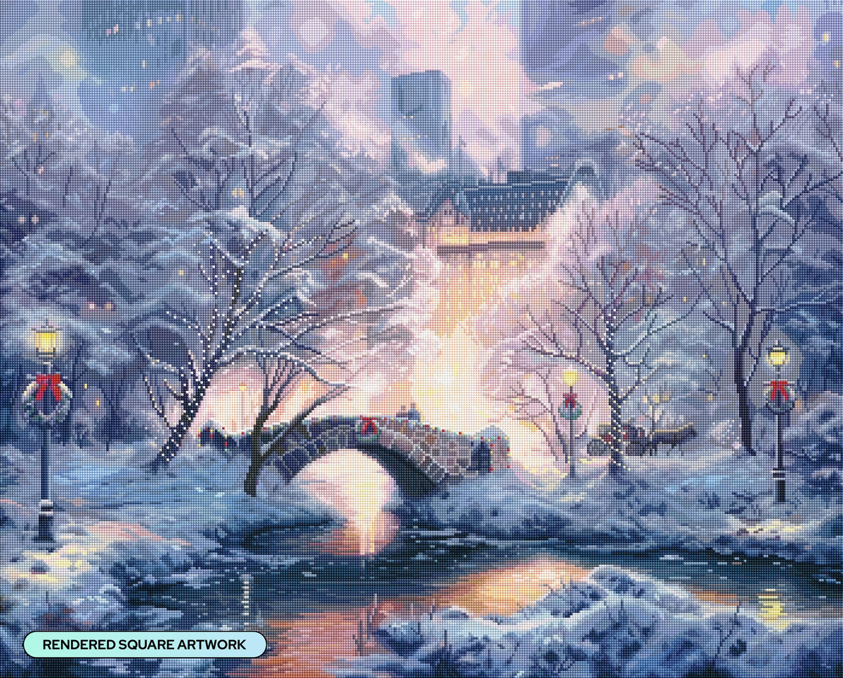 Diamond Painting Holiday at Central Park 34.3" x 27.6" (86.9cm x 69.9cm) / Square With 80 Colors Including 2 ABs and 1 Iridescent Diamond and 3 Fairy Dust Diamonds / 98,069