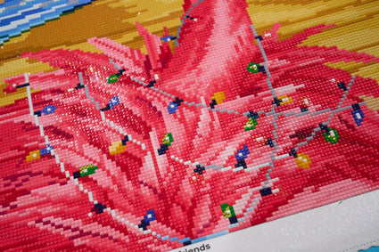 Diamond Painting Holiday Flamingo Girlfriends 33" x 22" (83.6cm x 55.8cm) / Square with 94 Colors including 2 ABs and 1 Iridescent Diamond and 5 Fairy Dust Diamonds / 75,264