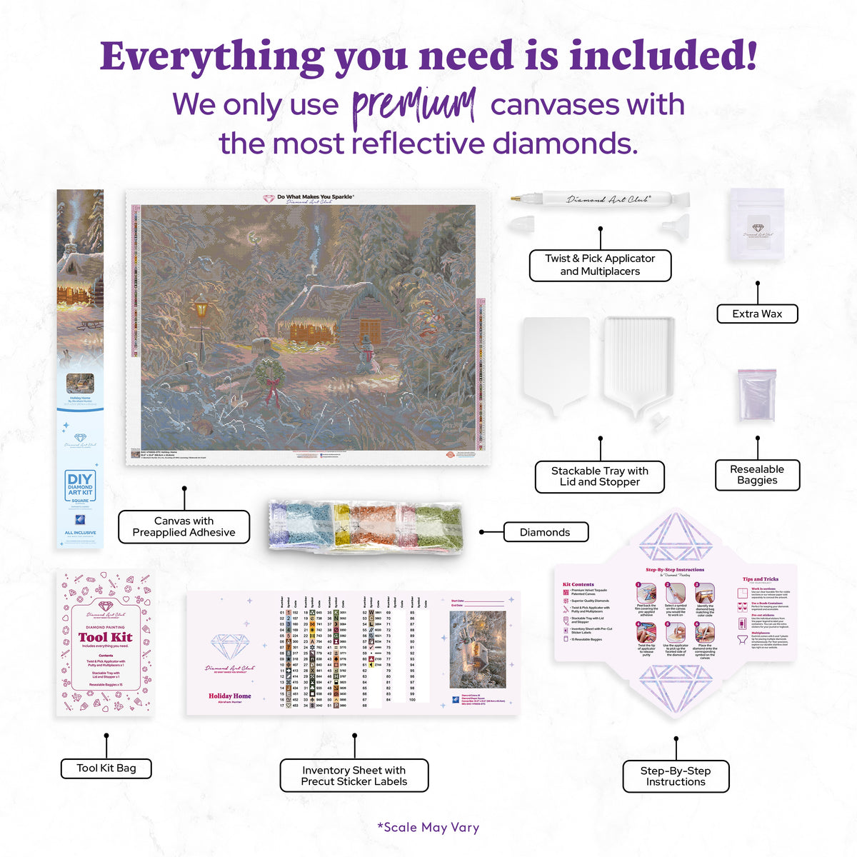 Diamond Painting Holiday Home 35" x 25.6" (88.9cm x 65cm) / Square with 61 Colors including 2 ABs and 2 Fairy Dust Diamonds / 93,177