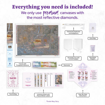 Diamond Painting Holiday Home 35" x 25.6" (88.9cm x 65cm) / Square with 61 Colors including 2 ABs and 2 Fairy Dust Diamonds / 93,177