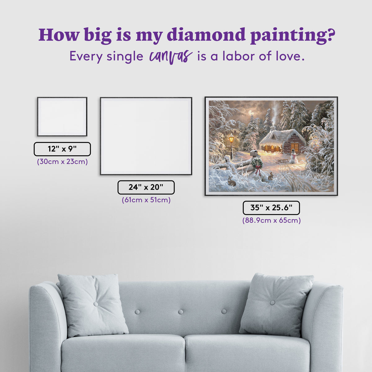 Diamond Painting Holiday Home 35" x 25.6" (88.9cm x 65cm) / Square with 61 Colors including 2 ABs and 2 Fairy Dust Diamonds / 93,177