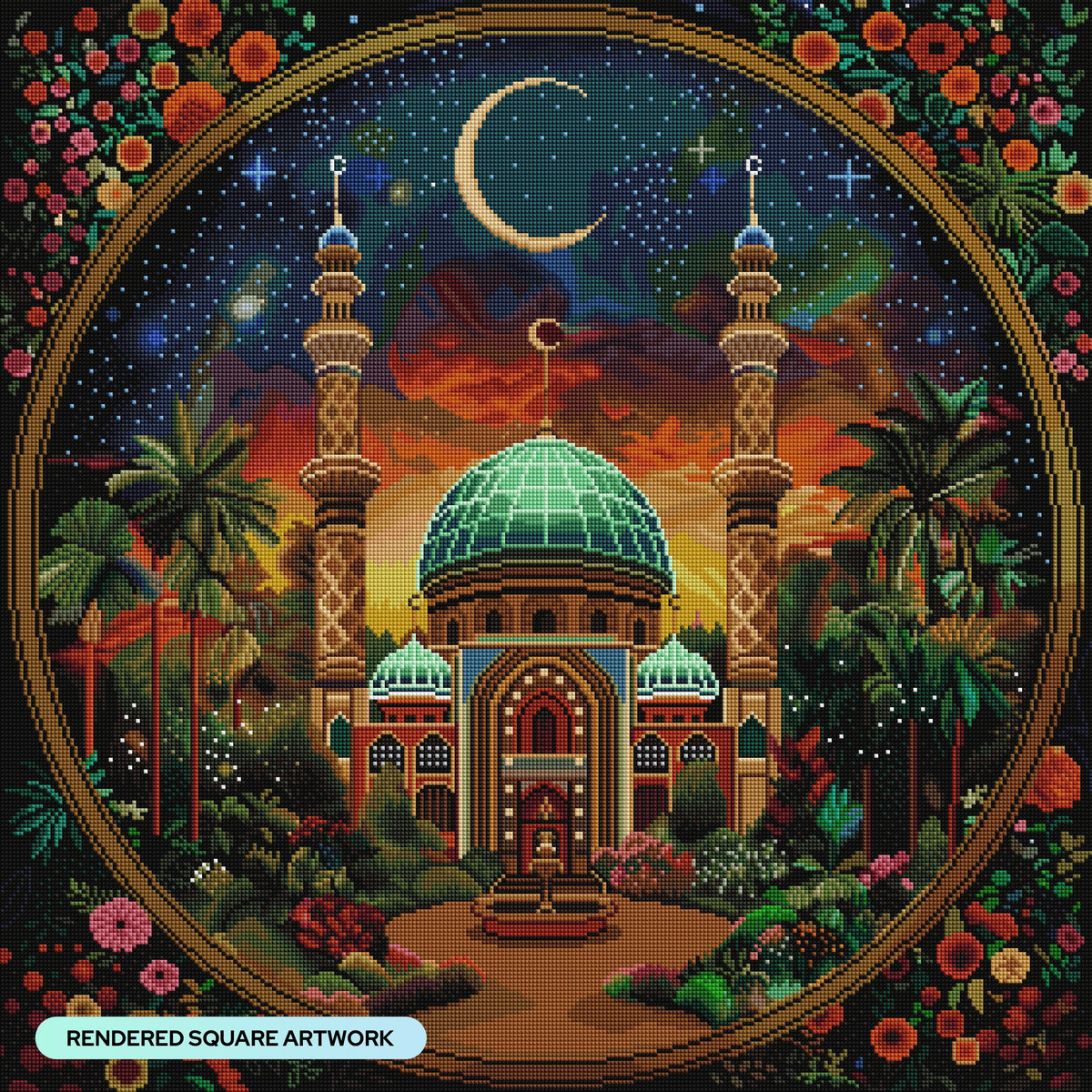 Diamond Painting Holy Night Glow 27.6" x 27.6" (69.9cm x 69.9cm) / Square with 80 Colors including 2 ABs and 1 Frosted Diamond and 5 Fairy Dust Diamonds / 78,961