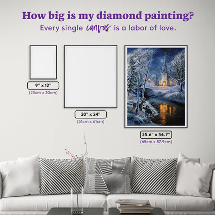 Diamond Painting Holy Winter Night 25.6" x 34.7" (65cm x 87.9cm) / Square with 82 Colors including 1 AB and 3 Fairy Dust Diamonds / 92,133