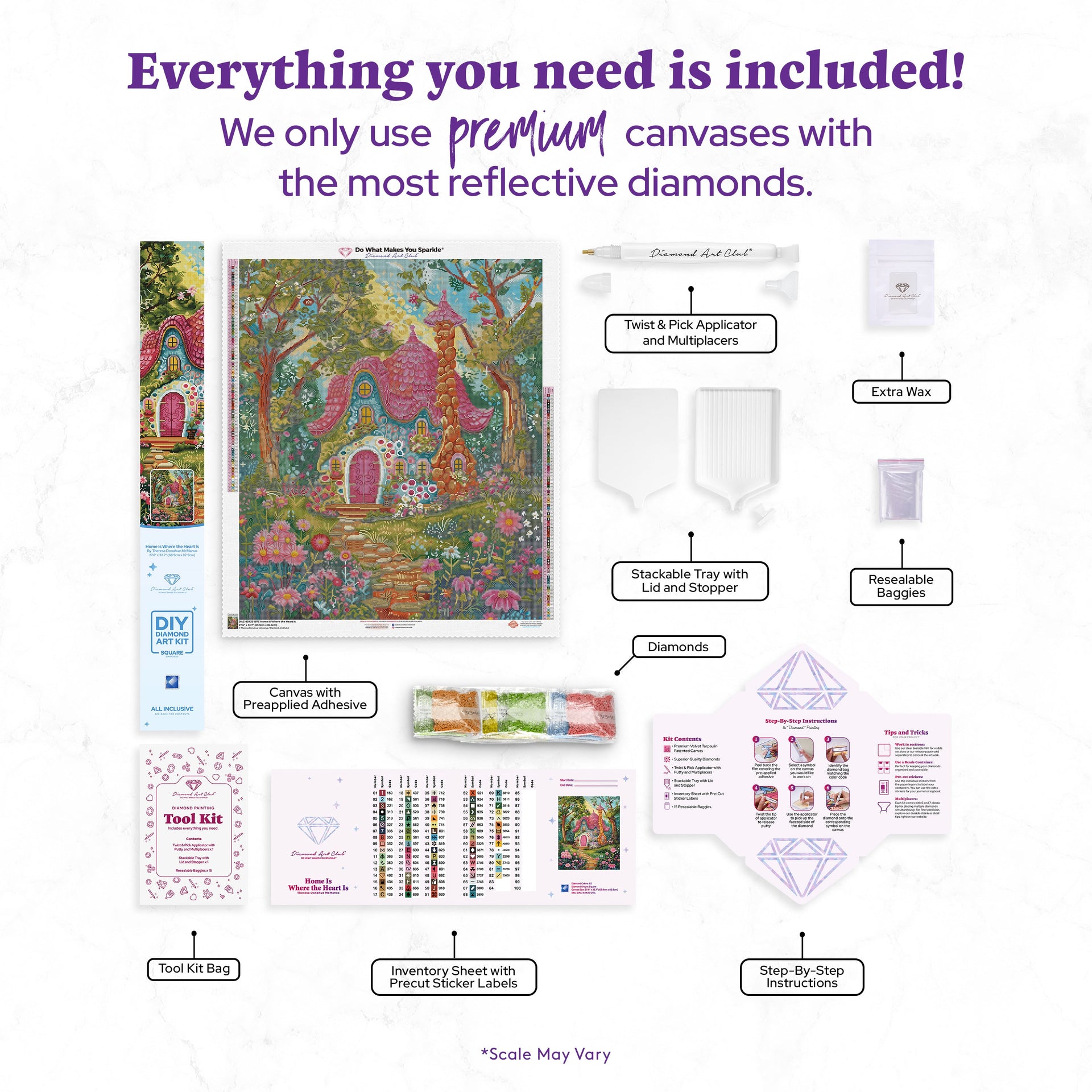 Diamond Painting Home Is Where the Heart Is 27.6" x 32.7" (69.9cm x 82.9cm) / Square with 82 Colors including 3 ABs and 4 Fairy Dust Diamonds / 93,573