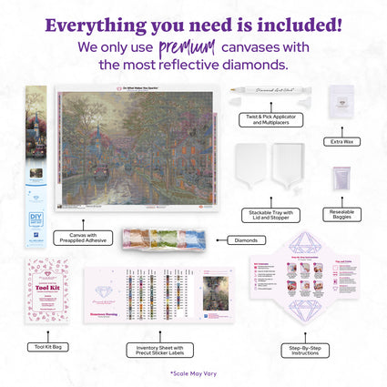 Diamond Painting Hometown Morning 34.2" x 25.6" (86.9cm x 65cm) / Square With 81 Colors Including 1 AB and 6 Fairy Dust Diamonds / 91,089