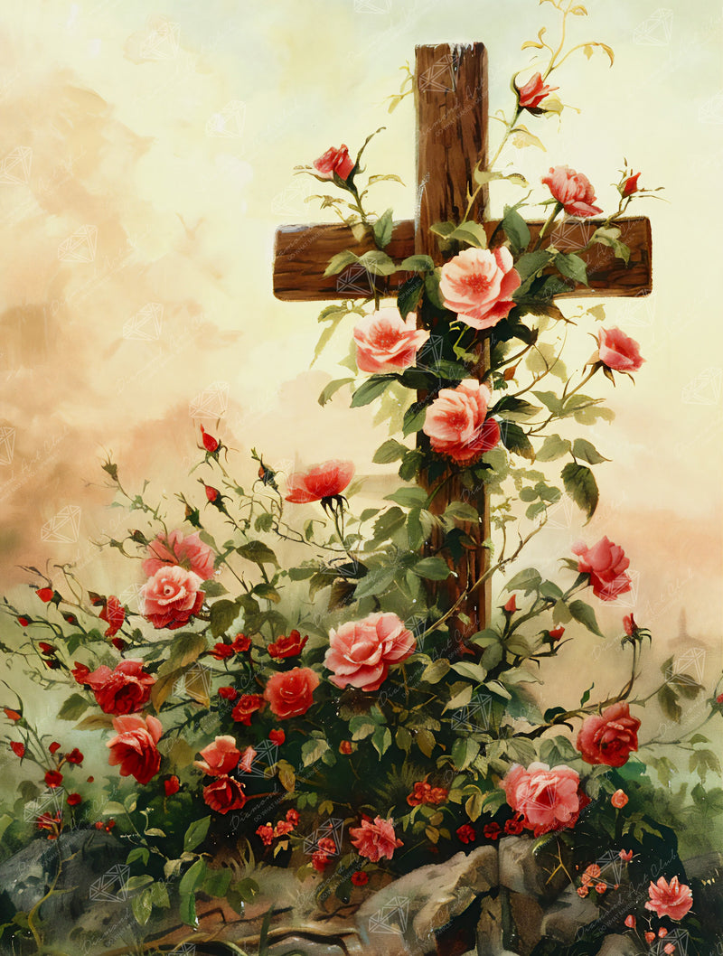 Diamond Painting Hope - Cross 25.6" x 33.9" (65cm x 85.9cm) / Square with 46 Colors including 1 AB and 3 Fairy Dust Diamonds / 90,045