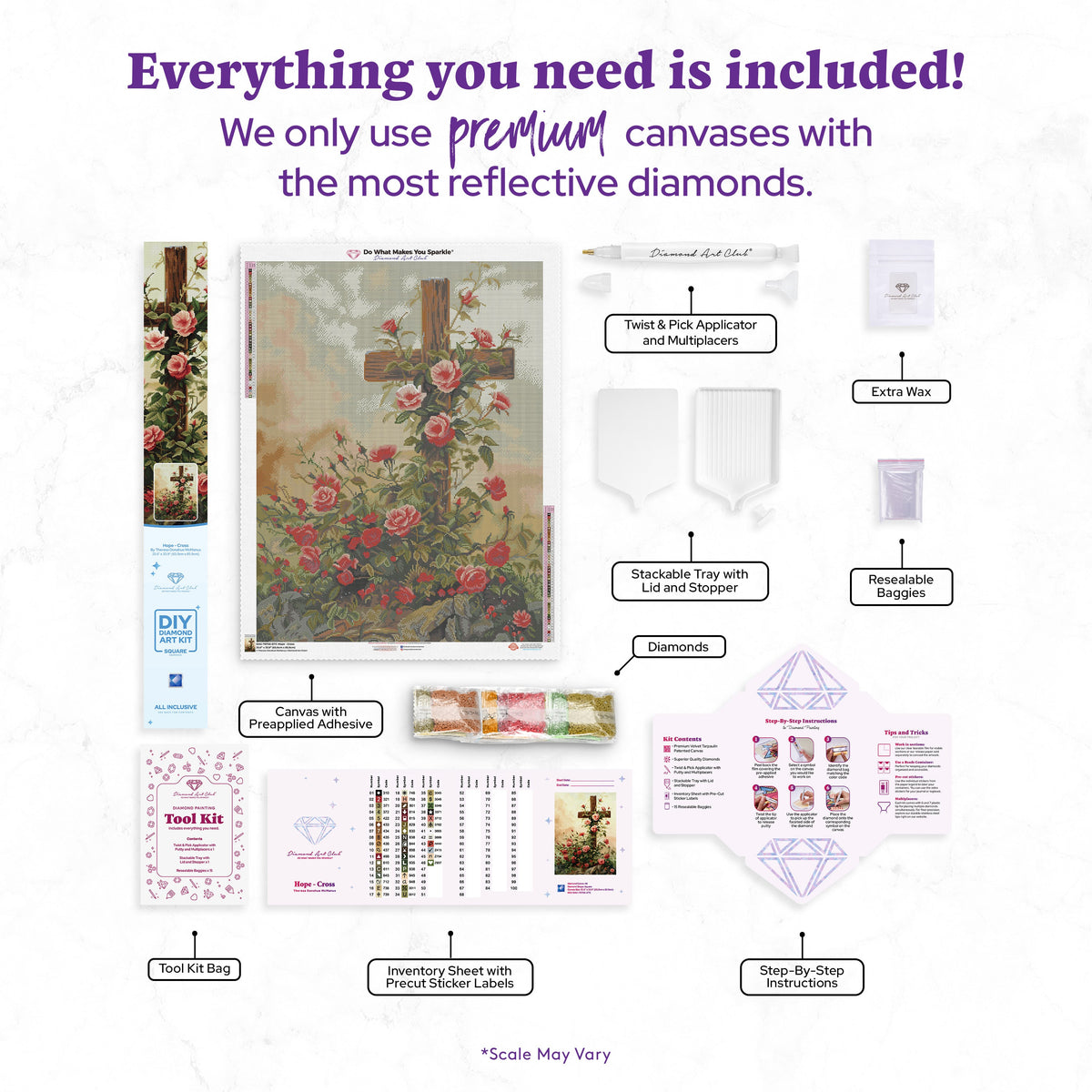 Diamond Painting Hope - Cross 25.6" x 33.9" (65cm x 85.9cm) / Square with 46 Colors including 1 AB and 3 Fairy Dust Diamonds / 90,045