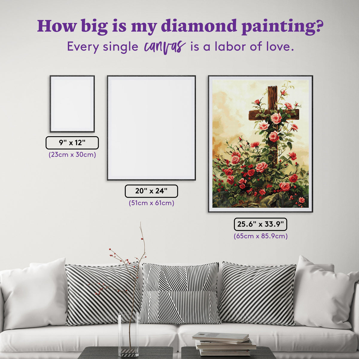 Diamond Painting Hope - Cross 25.6" x 33.9" (65cm x 85.9cm) / Square with 46 Colors including 1 AB and 3 Fairy Dust Diamonds / 90,045