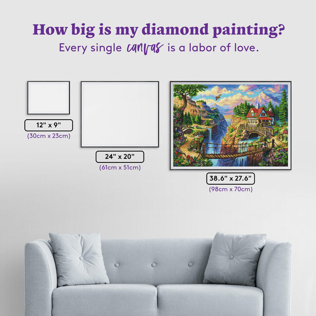 Diamond Painting House on the Cliff 39.6" x 27.6" (98cm x 70cm) / Square with 62 Colors including 4 ABs / 110,433