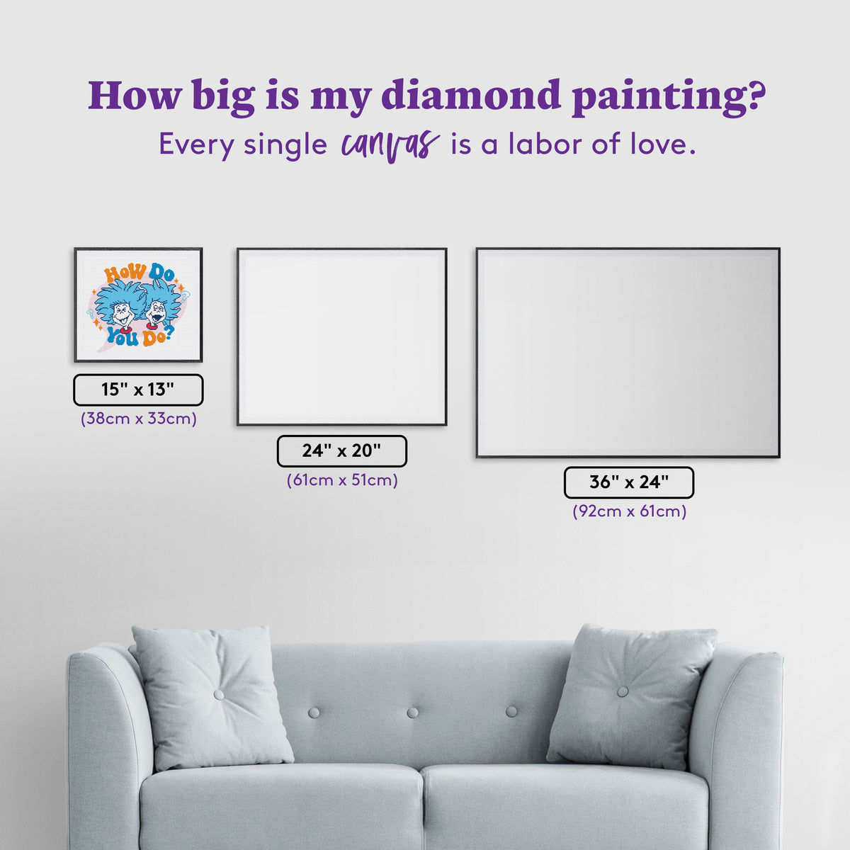 Diamond Painting How Do You Do? 15" x 13" (38cm x 33cm) / Round with 7 Colors including 1 AB and 2 Fairy Dust Diamonds / 16,560