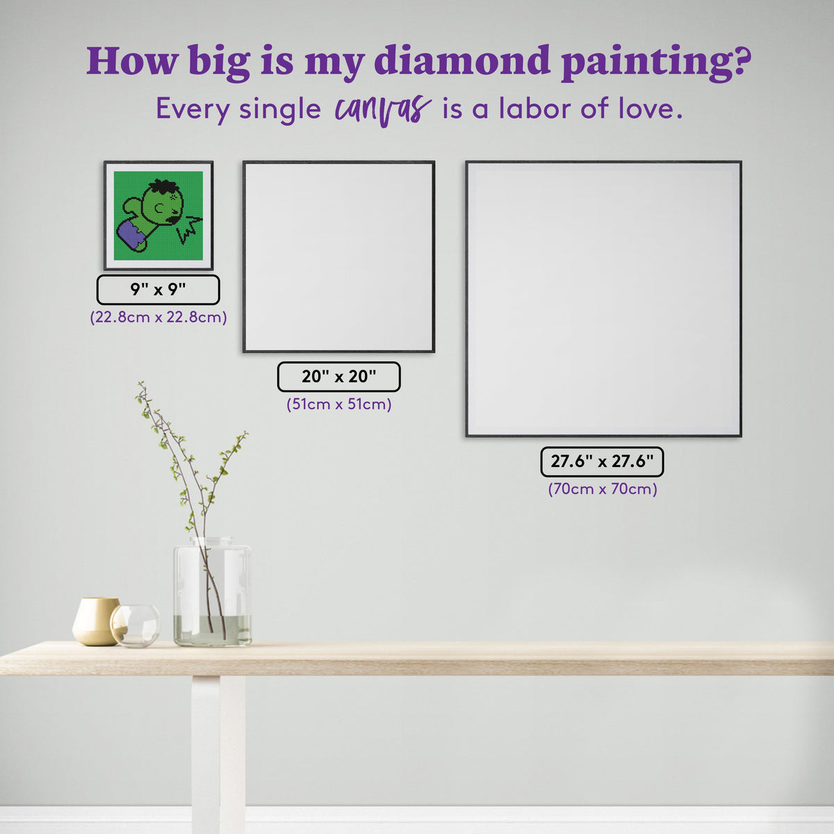 Diamond Painting Hulk 9" x 9" (22.8cm x 22.8cm) / Round with 4 Colors including 1 Fairy Dust Diamond / 6,889