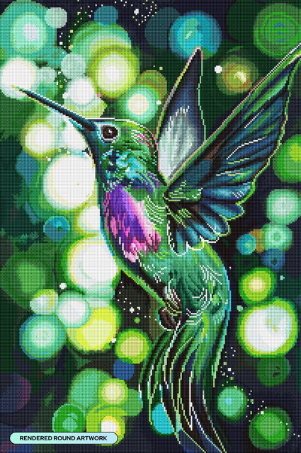 Diamond Painting Hummingbird 22" x 33" (55.7cm x 83.8cm) / Square with 58 Colors including 2 ABs and 3 Fairy Dust Diamonds / 61,408
