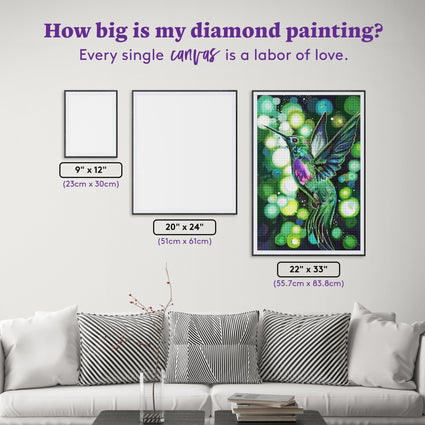 Diamond Painting Hummingbird 22" x 33" (55.7cm x 83.8cm) / Square with 58 Colors including 2 ABs and 3 Fairy Dust Diamonds / 61,408