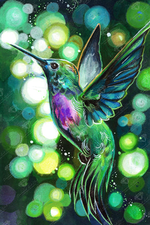 Diamond Painting Hummingbird 22" x 33" (55.7cm x 83.8cm) / Square with 58 Colors including 2 ABs and 3 Fairy Dust Diamonds / 61,408