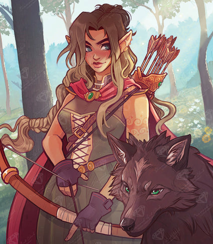 Diamond Painting Huntress 22" x 25" (55.8cm x 64cm) / Round with 61 Colors including 2 ABs, 1 Electro Diamonds, and 3 Fairy Dust Diamonds / 45,372