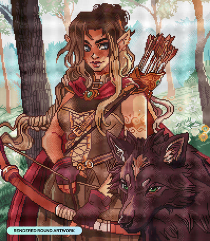 Diamond Painting Huntress 22" x 25" (55.8cm x 64cm) / Round with 61 Colors including 2 ABs, 1 Electro Diamonds, and 3 Fairy Dust Diamonds / 45,372