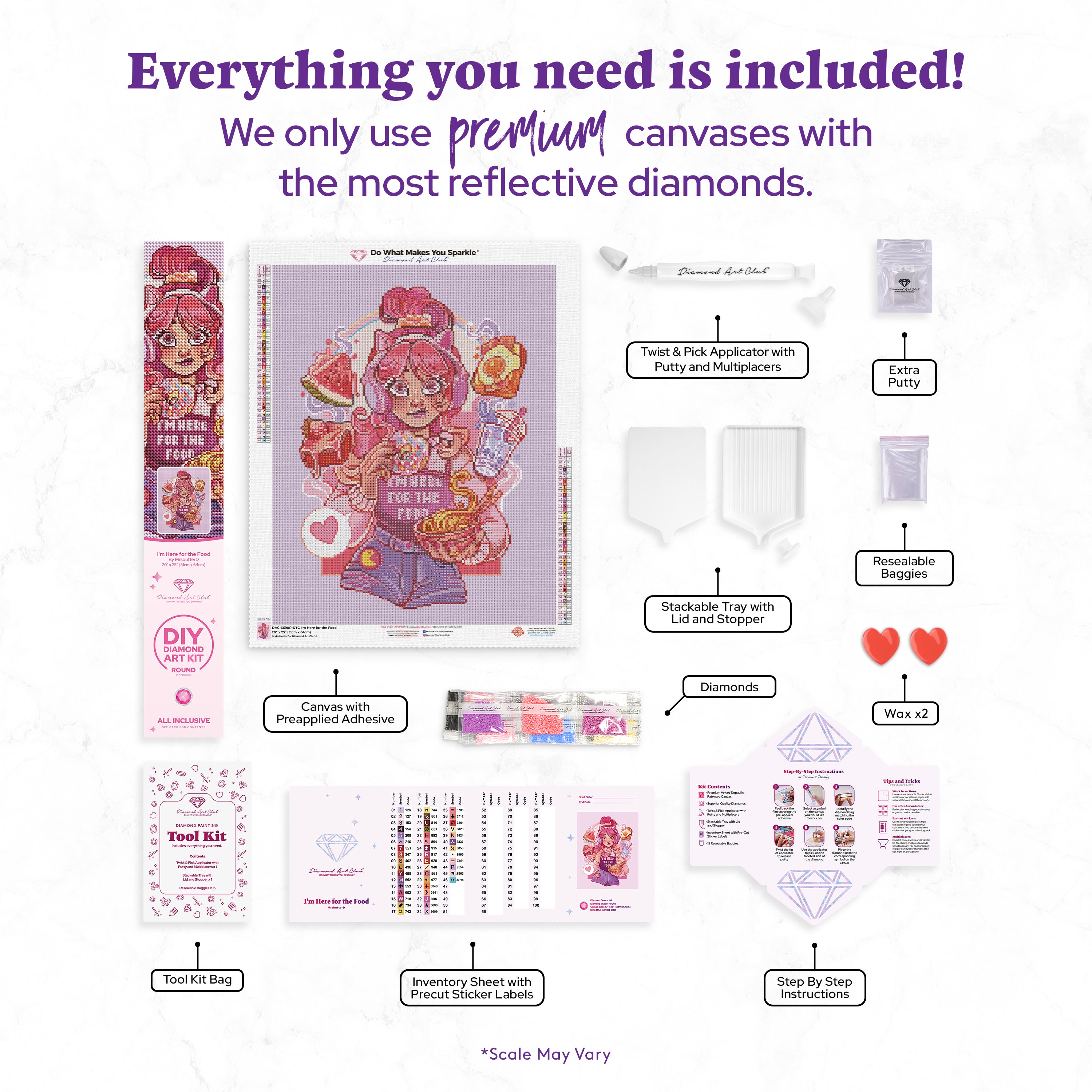 食べ物目当てで来ました ダイヤモンドアートキット – Diamond Art Club