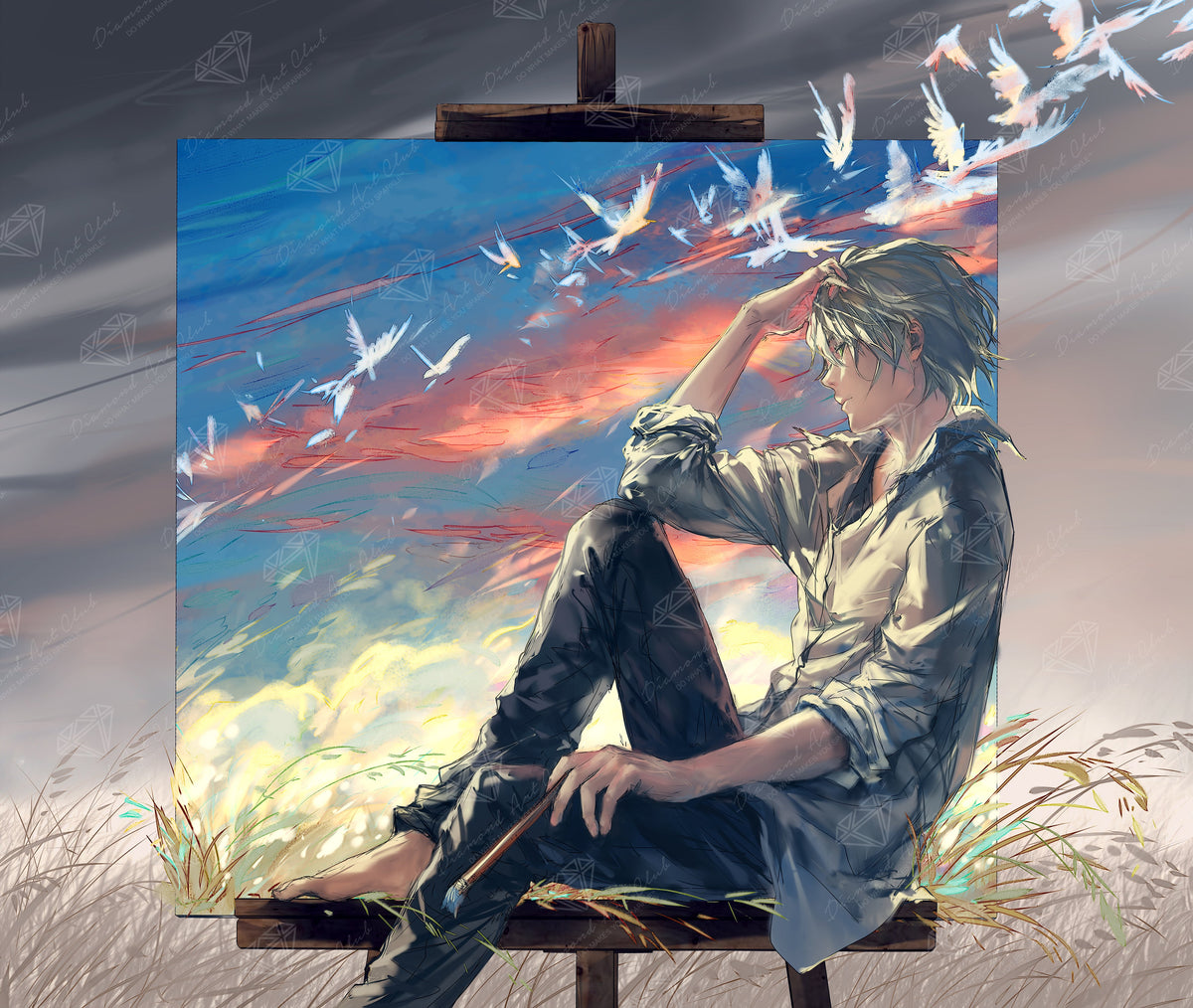 Diamond Painting Impressionist Sky 26" x 22" (66cm x 55.8cm) / Square with 83 Colors including 2 ABs and 4 Fairy Dust Diamonds / 59,360