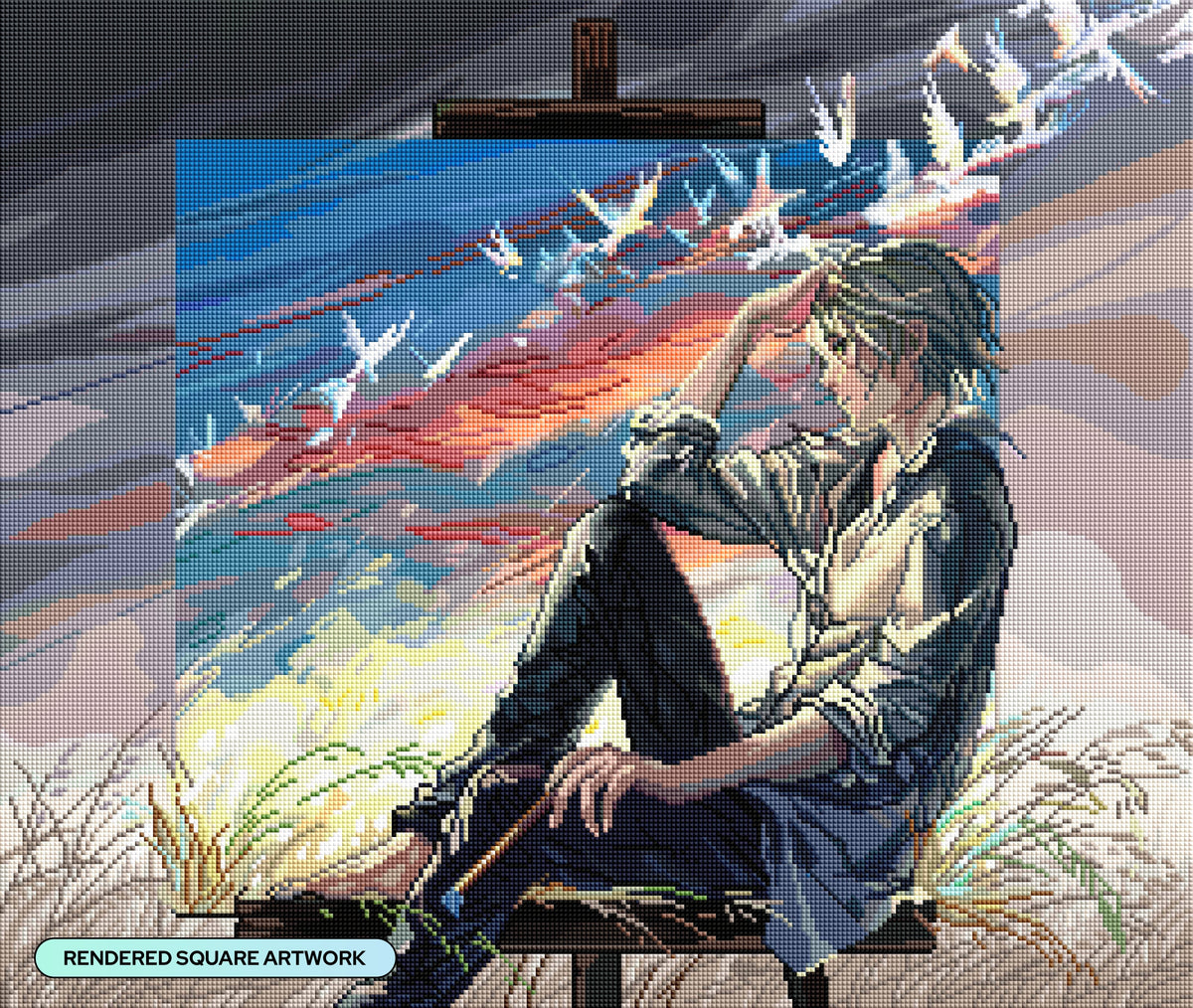 Diamond Painting Impressionist Sky 26" x 22" (66cm x 55.8cm) / Square with 83 Colors including 2 ABs and 4 Fairy Dust Diamonds / 59,360