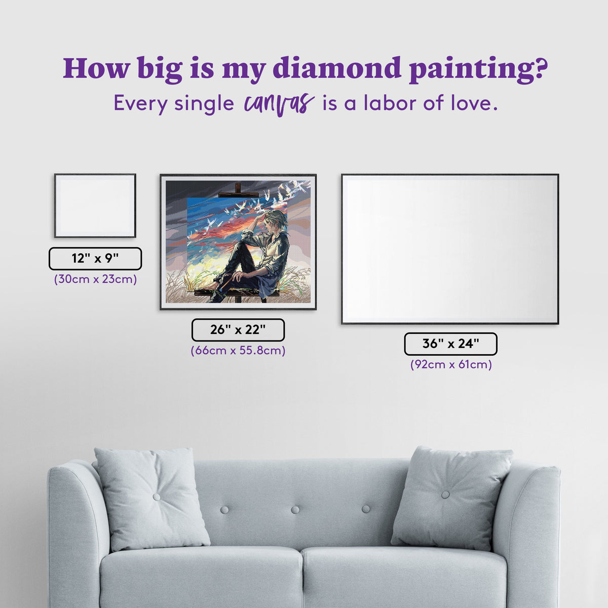 Diamond Painting Impressionist Sky 26" x 22" (66cm x 55.8cm) / Square with 83 Colors including 2 ABs and 4 Fairy Dust Diamonds / 59,360