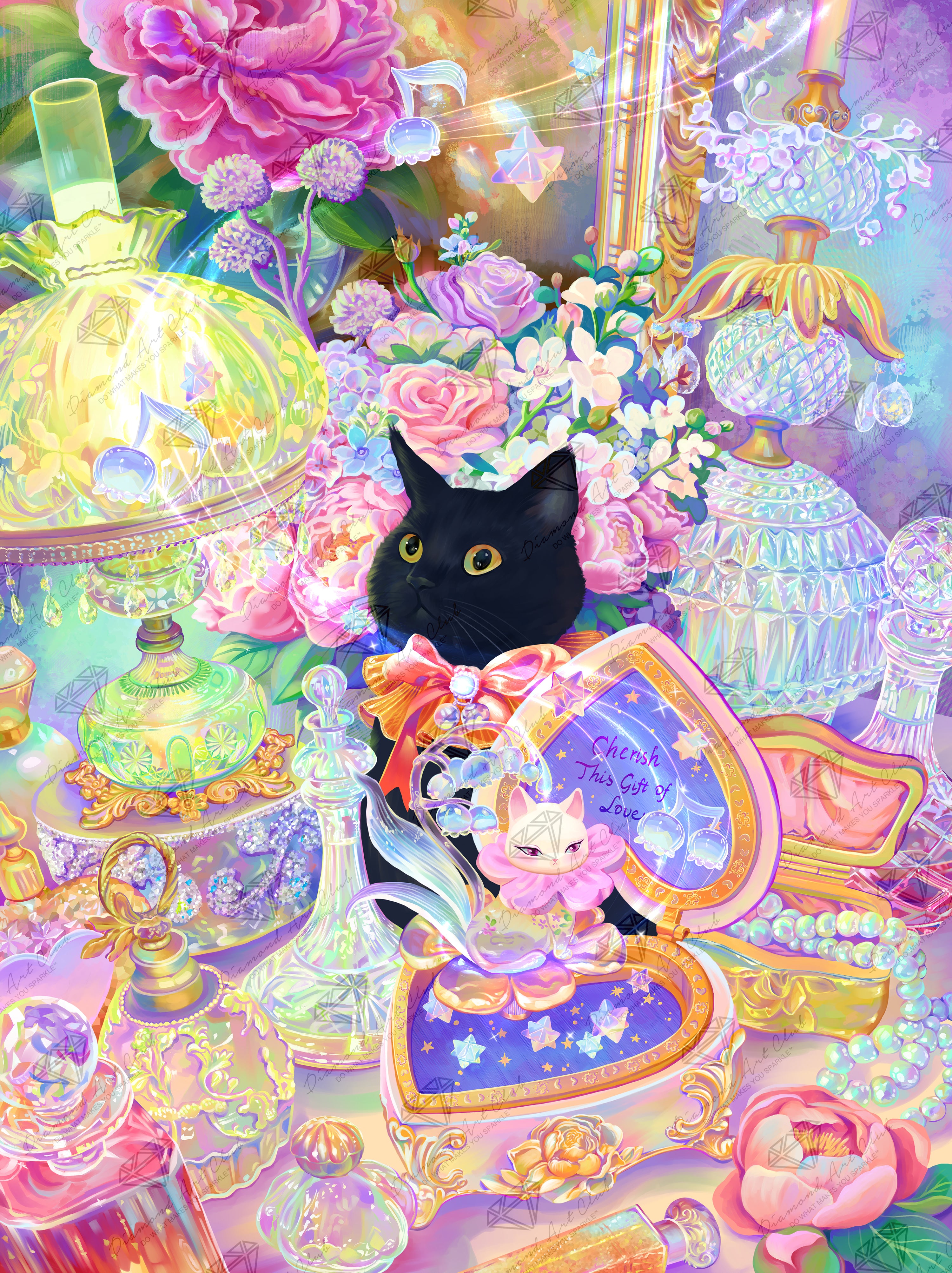 猫のオルゴールの片隅で ダイヤモンドアートキット – Diamond Art Club