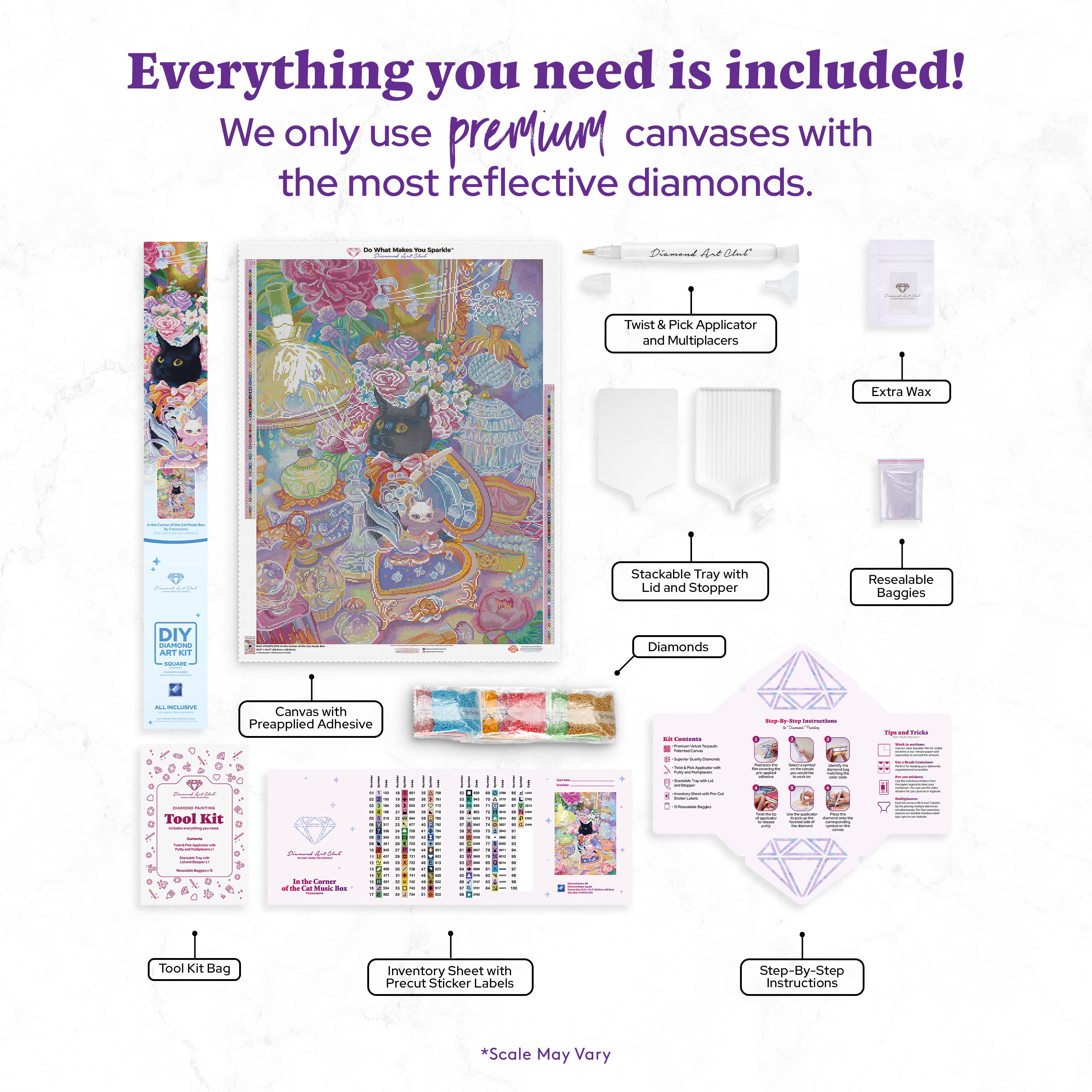 猫のオルゴールの片隅で ダイヤモンドアートキット – Diamond Art Club