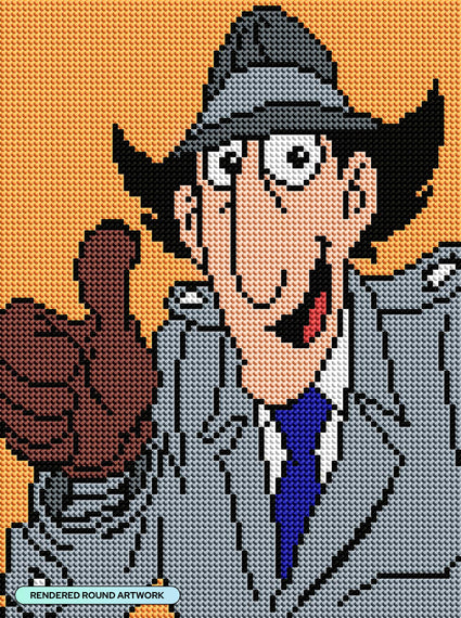 Diamond Painting Inspector Gadget 9" x 12" (23cm x 30.8cm) / Round with 10 Colors including 2 AB Diamonds / 9,020