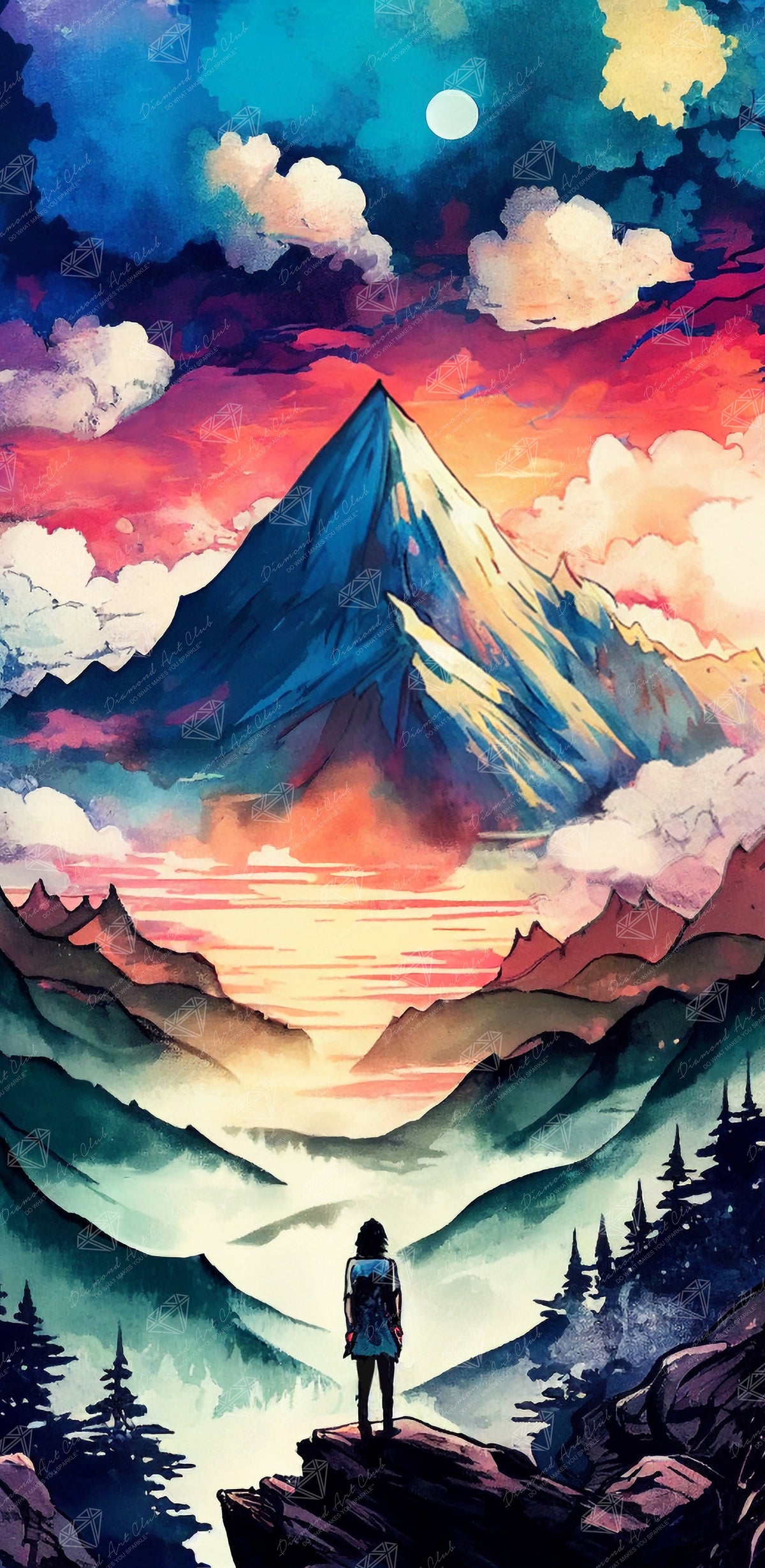 Diamond Painting Inspiration Peak 20" x 41" (50.7cm x 104cm) / Round with 67 Colors including 3 ABs and 2 Fairy Dust Diamonds / 67,151
