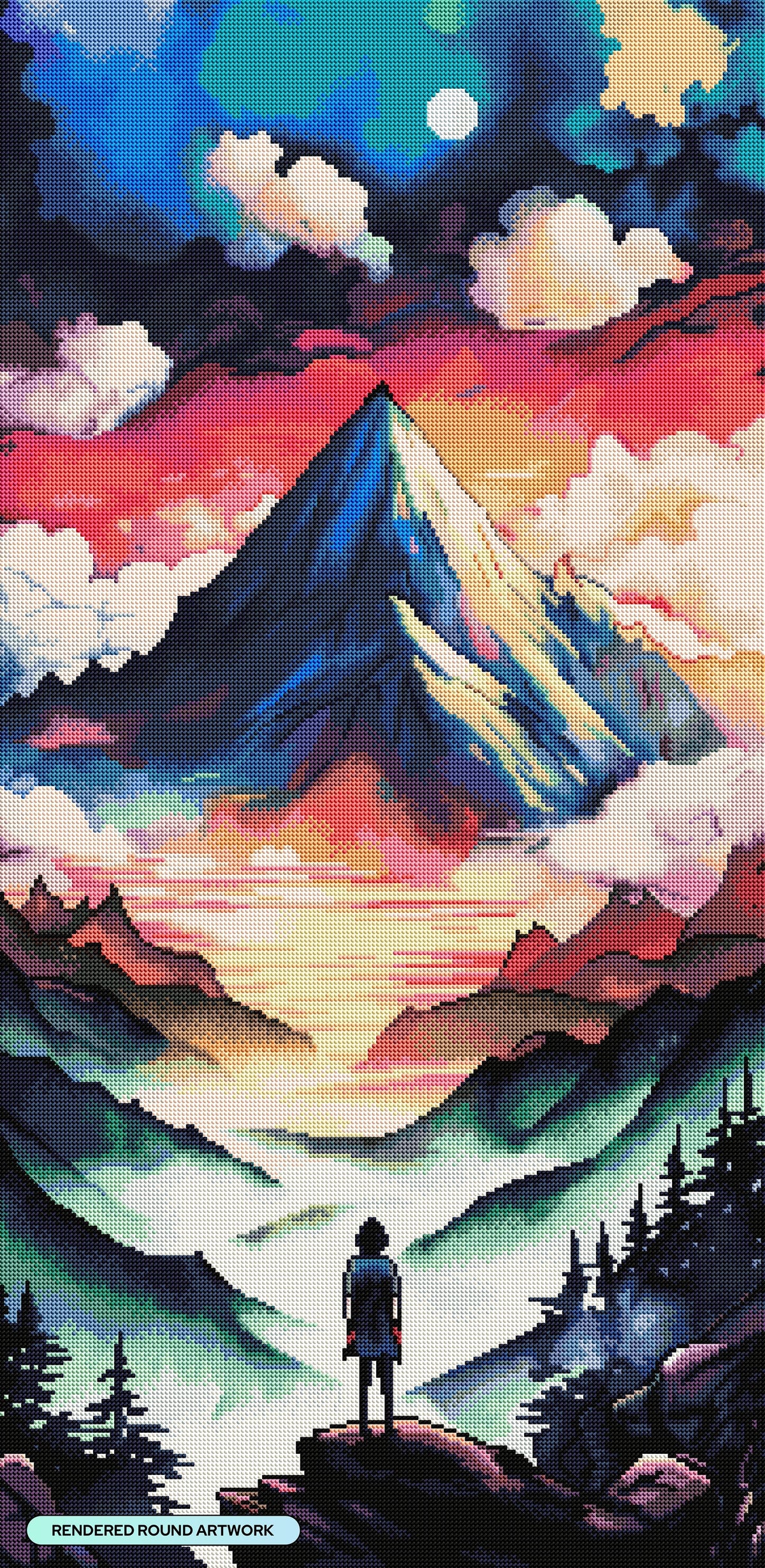 Diamond Painting Inspiration Peak 20" x 41" (50.7cm x 104cm) / Round with 67 Colors including 3 ABs and 2 Fairy Dust Diamonds / 67,151